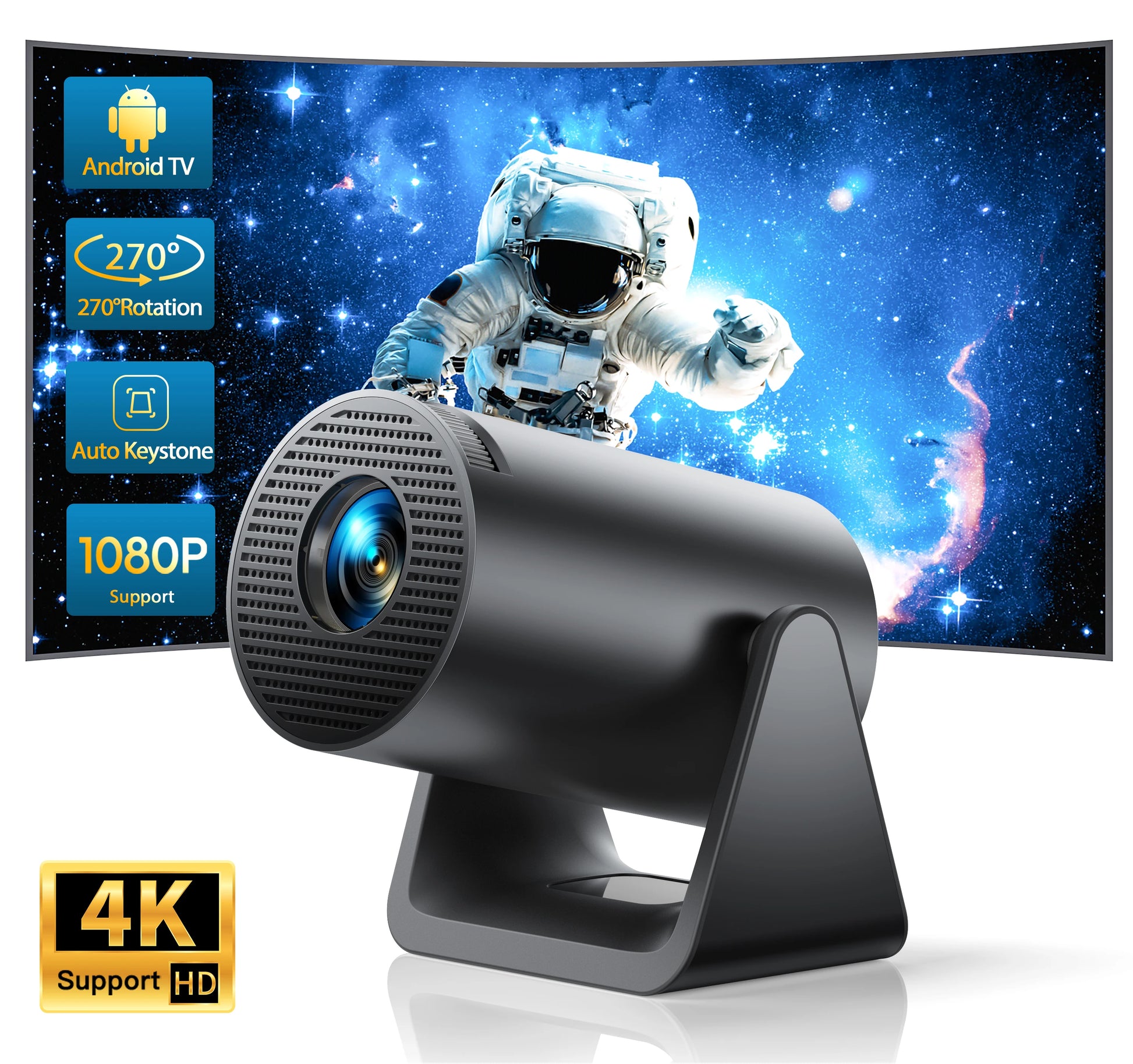 L1 Mini Projector 1080P Support 300 ANSI Android 11 Wifi Bluetooth Projector Auto Keystone Home Projector Portable