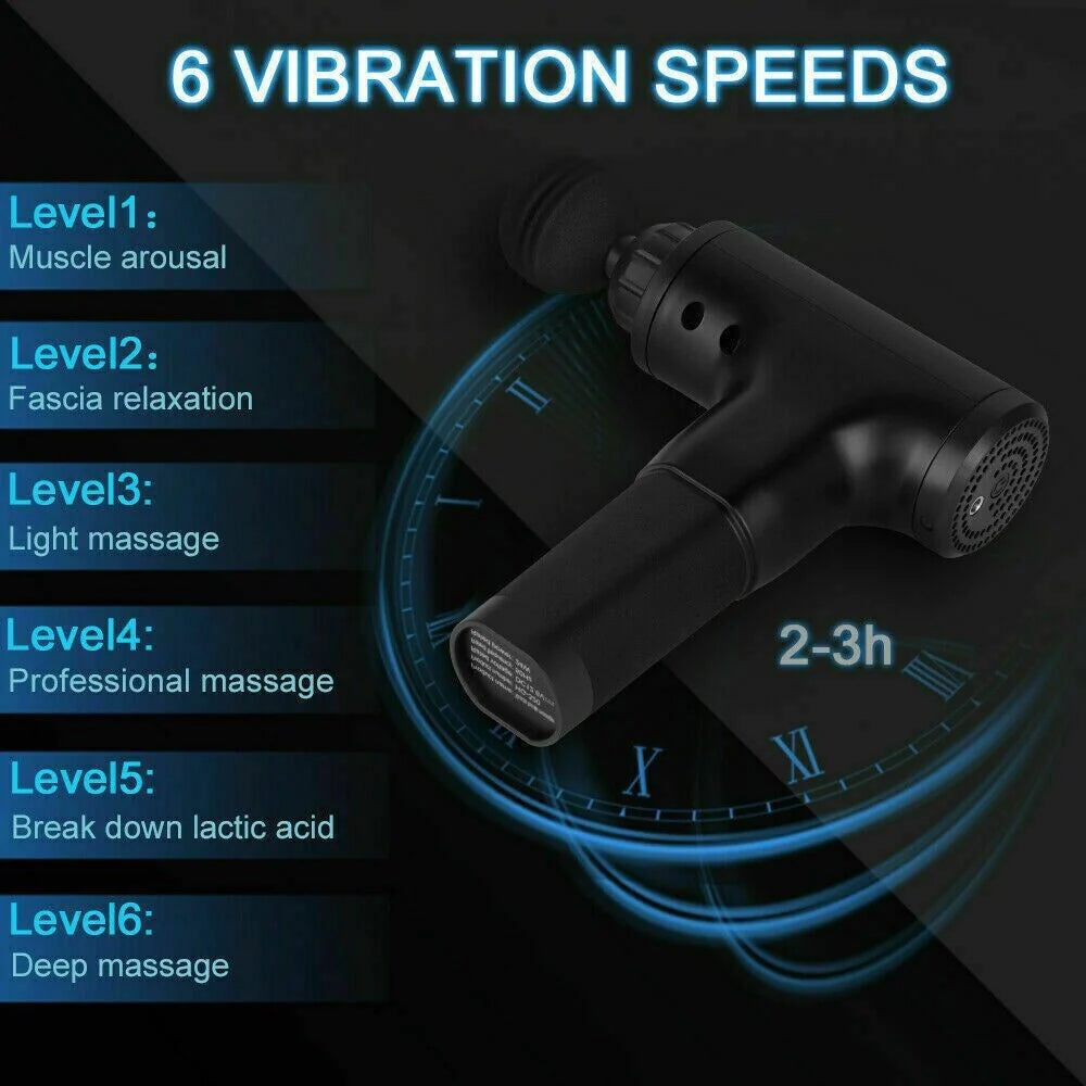 Deep Tissue Percussion Massage Gun – 4 Attachment Heads, Handheld Muscle Relaxer, US Seller Fast Ship