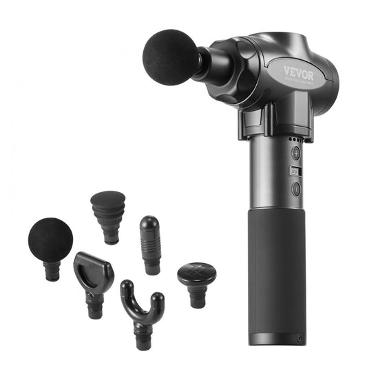 VEVOR Deep Tissue Massage Gun – 9 Speed Levels, 6 Heads, 24V 2500mAh Battery