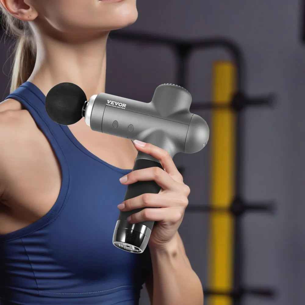 VEVOR Deep Tissue Massage Gun – 8 Speed Levels, 6 Heads, 16V 2500mAh Battery